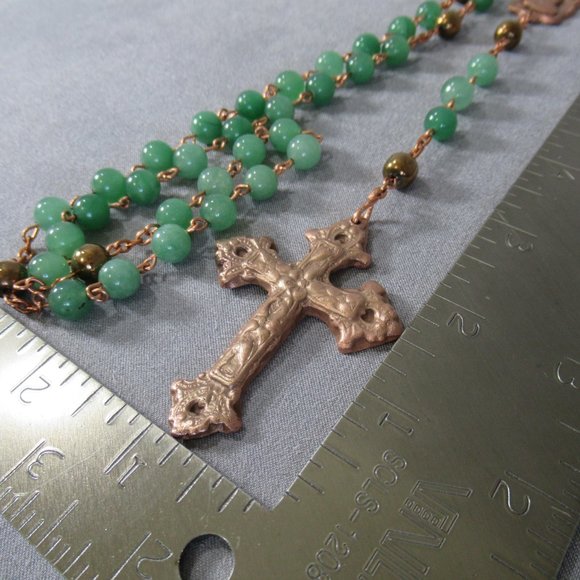 Nephrite Jade Rosary on Copper, Healing Prayer - Picture 7 of 10